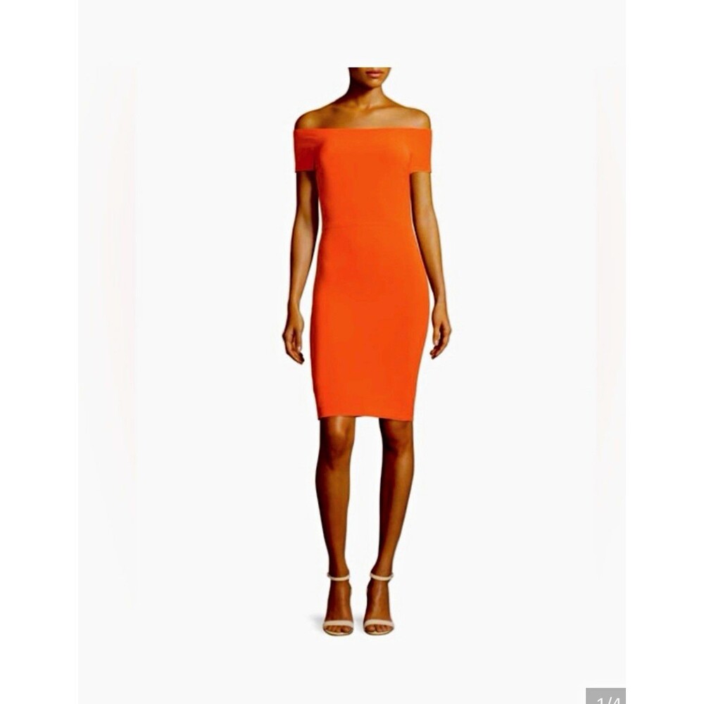 alice + olivia Aleah Off-the-Shoulder Sheath Dress Lined Orange Size 4